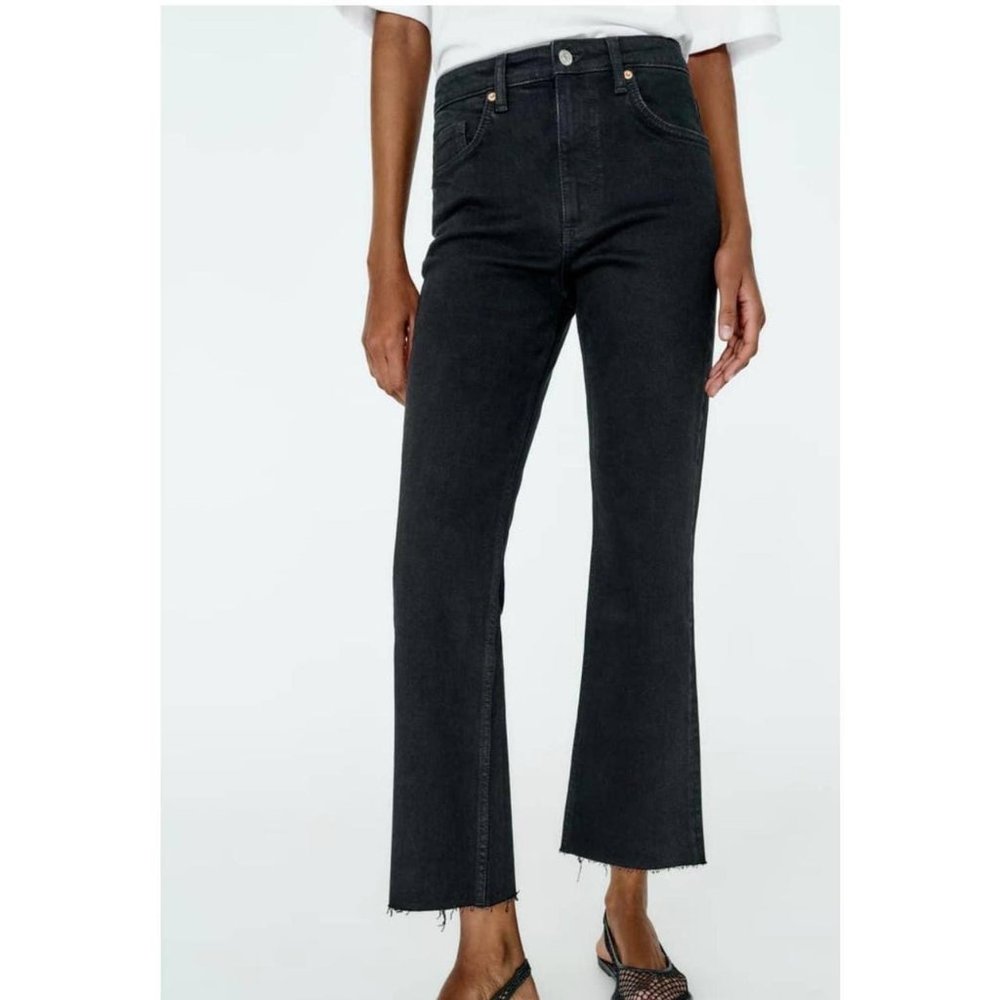 Zara Women's Black Crop Flare Jeans